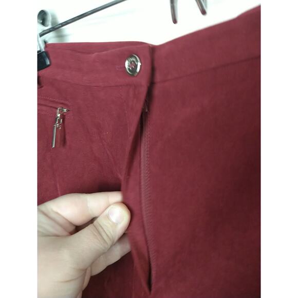 Doncaster Woman 14 Pants Red Trouser Suede Feel Flat Front Straight Leg - Picture 7 of 11